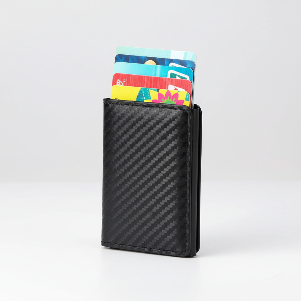 Duurzame aluminium heren portemonnee met snelle toegang tot pasjes. RFID bescherming gegarandeerd.