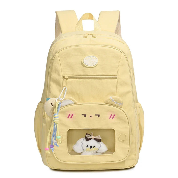 College rugzak voor studenten: preppy unisex model van nylon met transparant vak, perfect voor boeken.