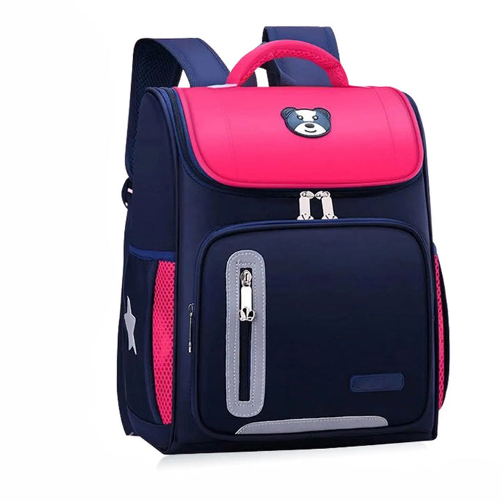 Detail van de ergonomische schouderbanden van de kinder basisschoolrugzak, voor optimaal draagcomfort.