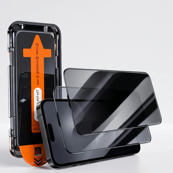 iPhone privacy screenprotector van gehard glas. Anti-vingerafdruk en krasbestendig voor optimale schermbescherming.