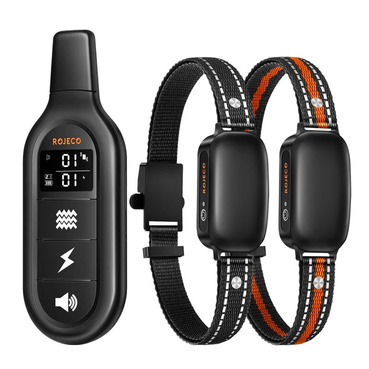 Close-up van de waterdichte trainingshalsband, ideaal voor buiten en alle weersomstandigheden. Oplaadbaar.