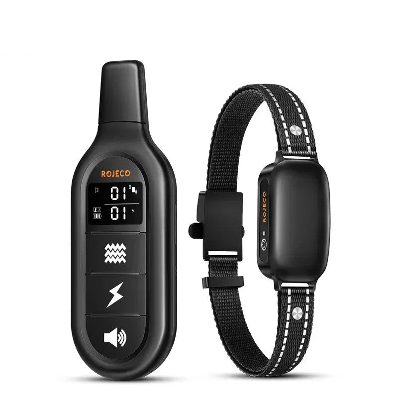 Ergonomische afstandsbediening voor de hondentrainingshalsband, met duidelijk display voor eenvoudige bediening.