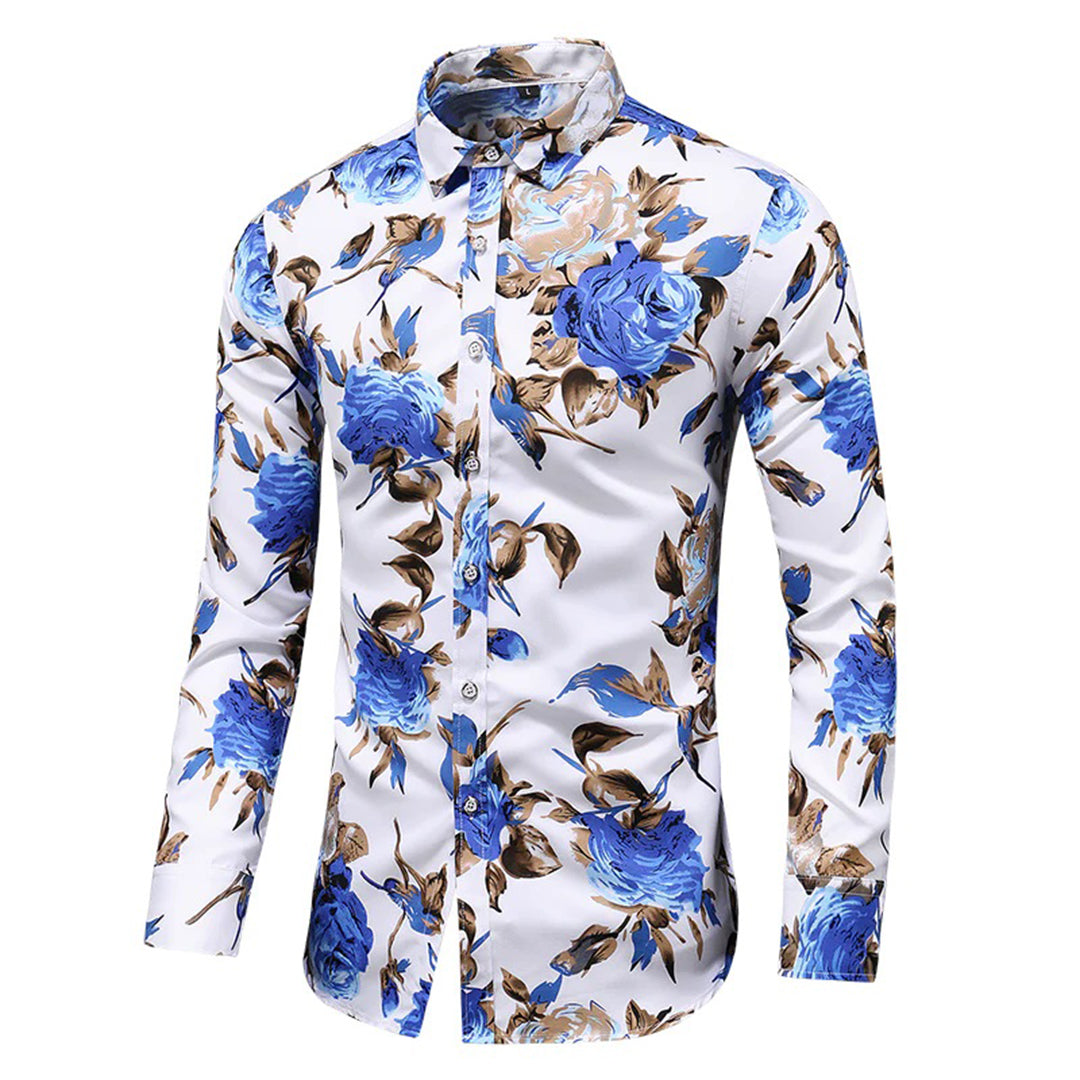 Comfortabel heren overhemd met bloemenprint, klassieke pasvorm voor zomer en lente.