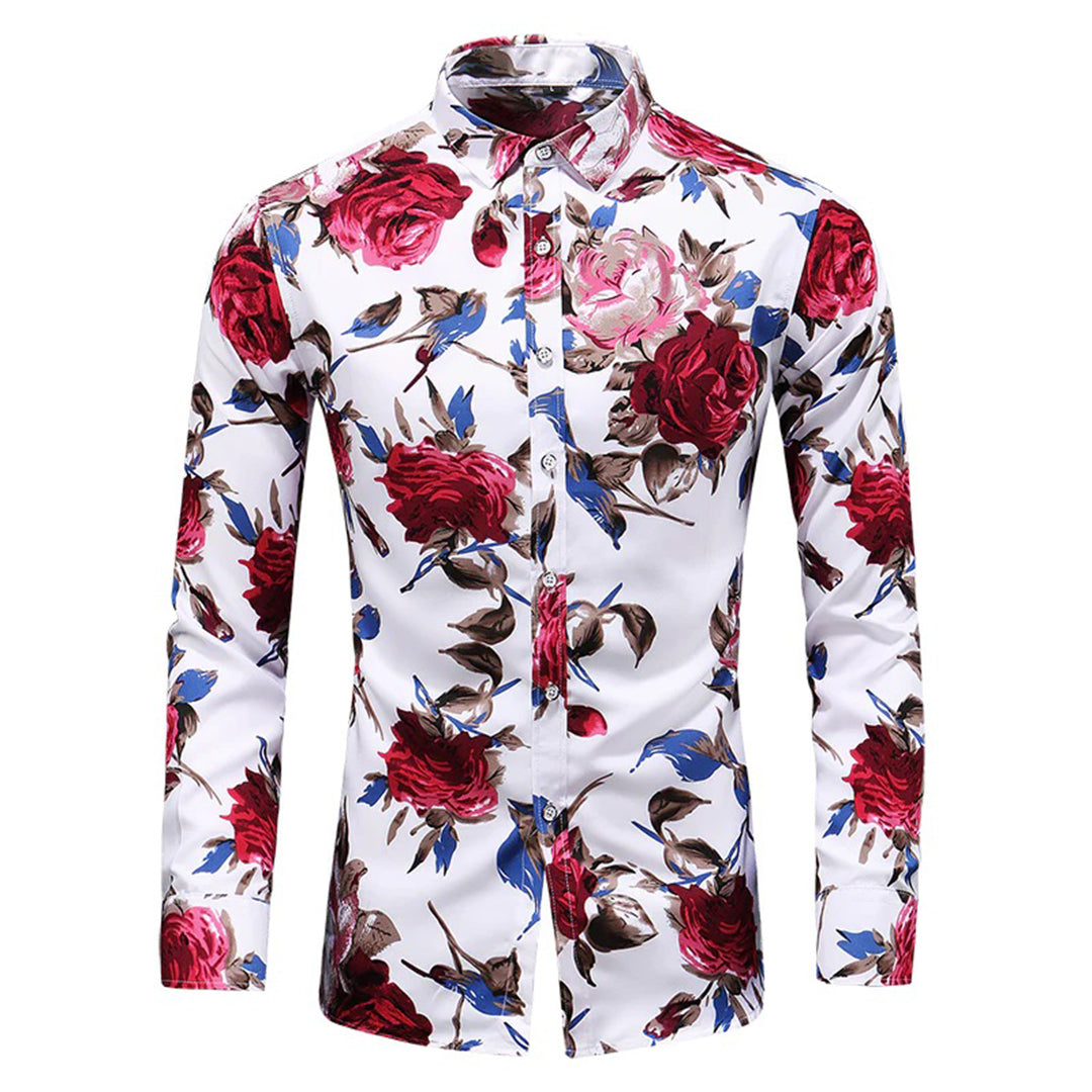Trendy heren bloemenprint overhemd Finn, stijlvolle zomerkleding, casual en formeel.