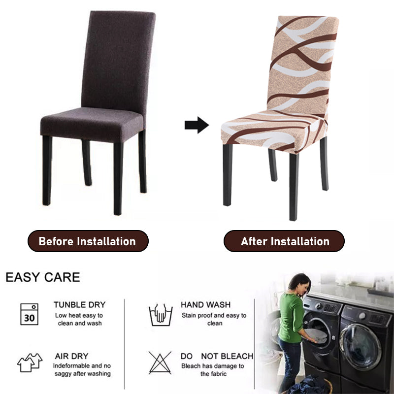 Decoratieve stoelhoes met patroon voor eetkamerstoelen; beschermt tegen slijtage en vlekken.