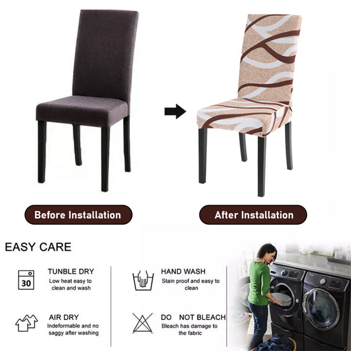 Decoratieve stoelhoes met patroon voor eetkamerstoelen; beschermt tegen slijtage en vlekken.