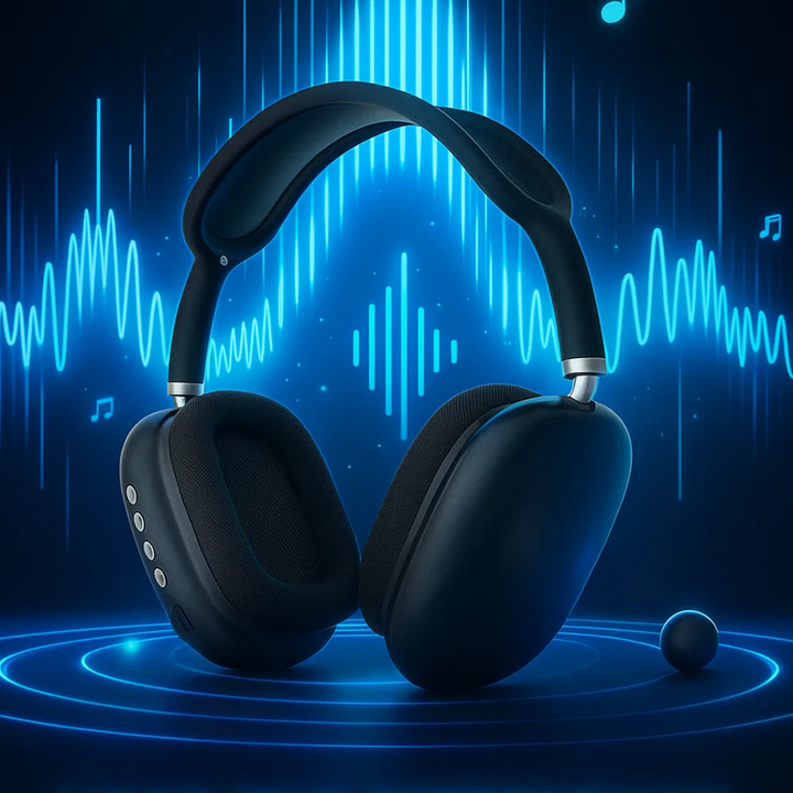 Robuuste Macpod Pro draadloze over-ear hoofdtelefoon, verstelbaar en duurzaam voor dagelijks gebruik.
