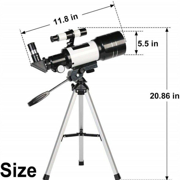 Ontdek de schoonheid van de maan en sterren met deze refractor telescoop, compleet met stabiel statief en telefoonhouder.