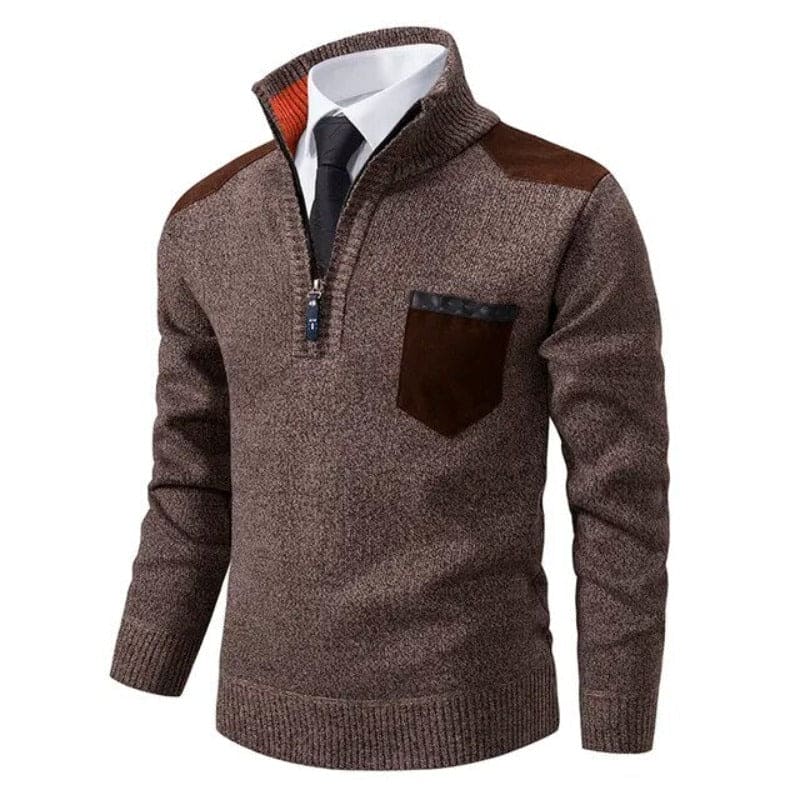 Man draagt stijlvolle heren klassieke trui, casual mode bovenkleding voor herfst en winter.