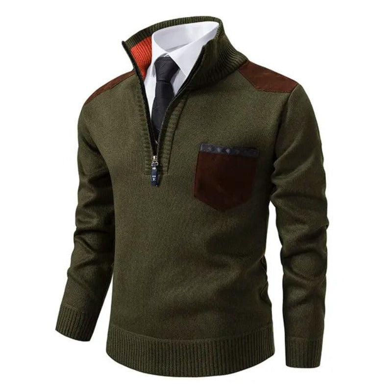 Detail van de zachte stof van de comfortabele heren casual trui, perfect voor dagelijks gebruik.