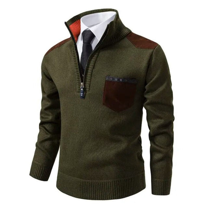 Detail van de zachte stof van de comfortabele heren casual trui, perfect voor dagelijks gebruik.