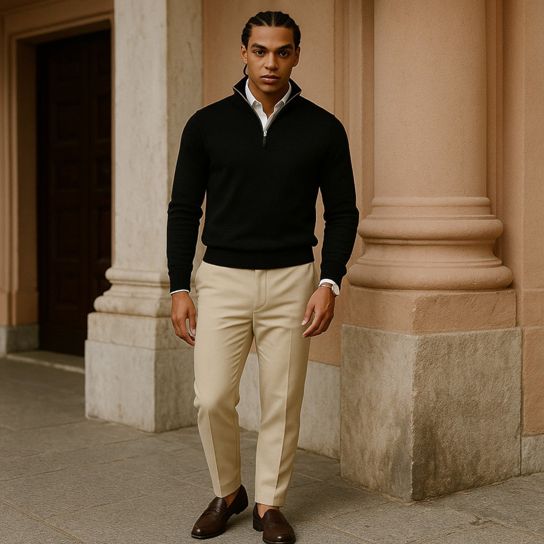 Zachte heren Owen pullover met halve rits; modieus en comfortabel voor elke gelegenheid.