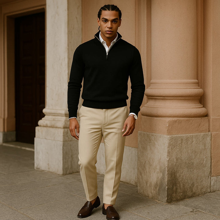 Zachte heren Owen pullover met halve rits; modieus en comfortabel voor elke gelegenheid.