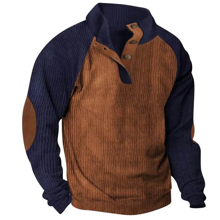 Modieuze heren trui Zac met raglanmouwen en knoopkraag. Comfortabele slim fit pullover voor elke gelegenheid.