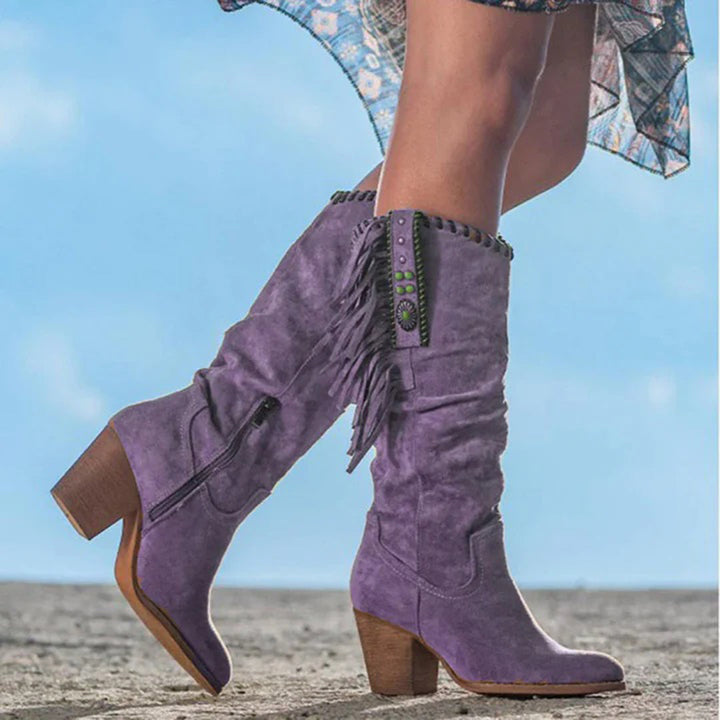Trendy dames western cowboylaarzen met hak; stijlvol en comfortabel voor modebewuste vrouwen. Nieuwkomer.