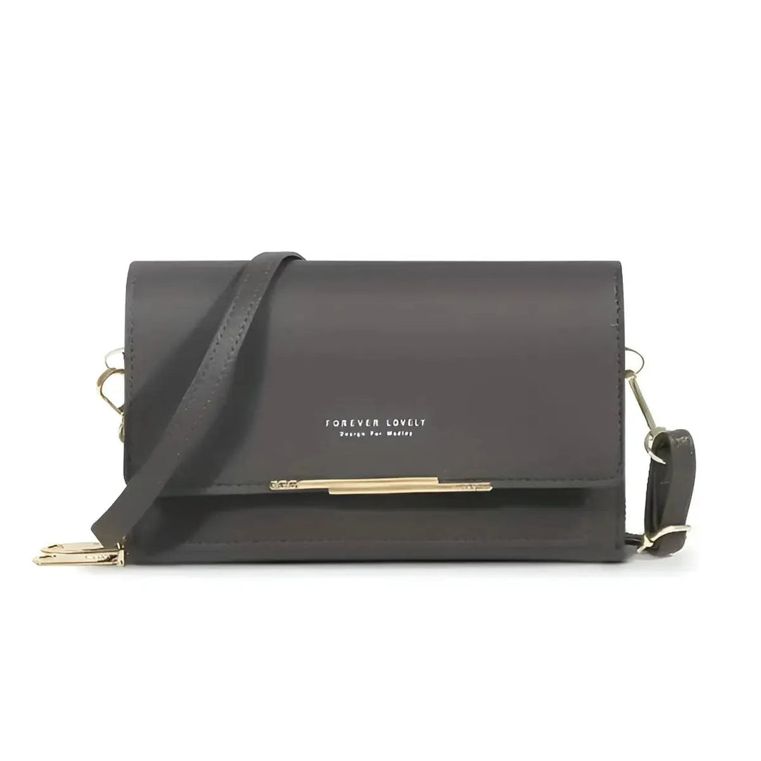 Achteraanzicht van de elegante crossbody tas voor dames, gemaakt van duurzaam PU-leer.