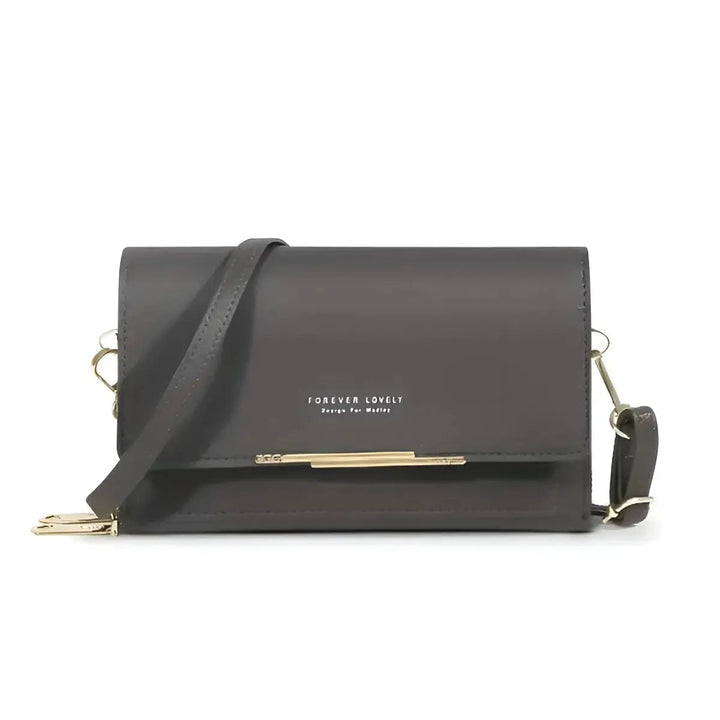 Achteraanzicht van de elegante crossbody tas voor dames, gemaakt van duurzaam PU-leer.