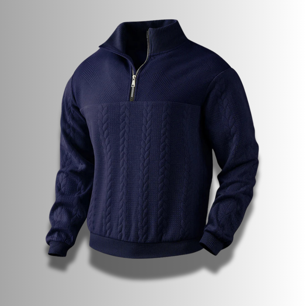 Casual of zakelijke heren trui van merinowol met ritskraag, een must-have voor uw garderobe.