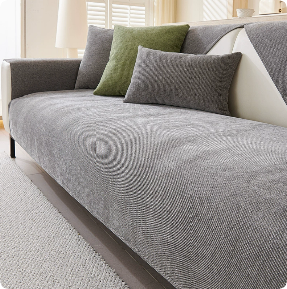 Stijlvolle bankhoes chenille visgraat, antislip, beschermt uw bank optimaal.