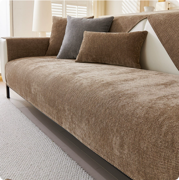 Comfortabele chenille bankbeschermer met visgraat en antislip voor een langere levensduur van uw bank.