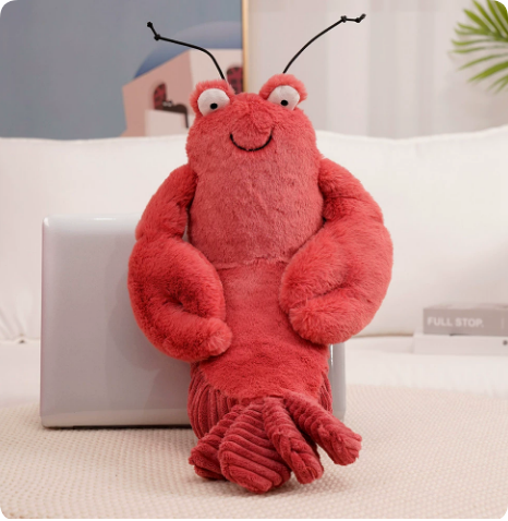 Gedetailleerde pluche krab knuffel met voelsprieten, stimuleert fantasie van jonge kinderen.