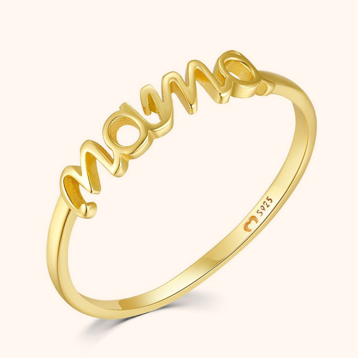 Stijlvolle sterling zilveren mama ring 'Emma' voor dames, een perfect Moederdag cadeau of moeder ring.