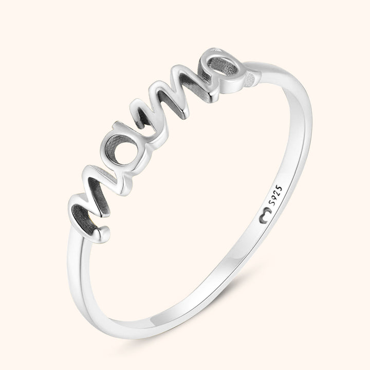 Klassieke dames mama ring 'Emma' van sterling zilver, tijdloos sieraad; een dierbaar cadeau voor elke moeder.