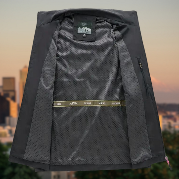 Comfortabel Thorne herenvest, functionele bovenkleding voor outdoor en casual lagen, met handige ritsen.