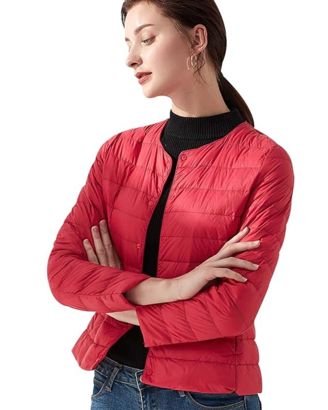 Dames donsjack voor winterse dagen, licht en warm. Comfortabele bovenkleding, ideaal voor casual stijl.