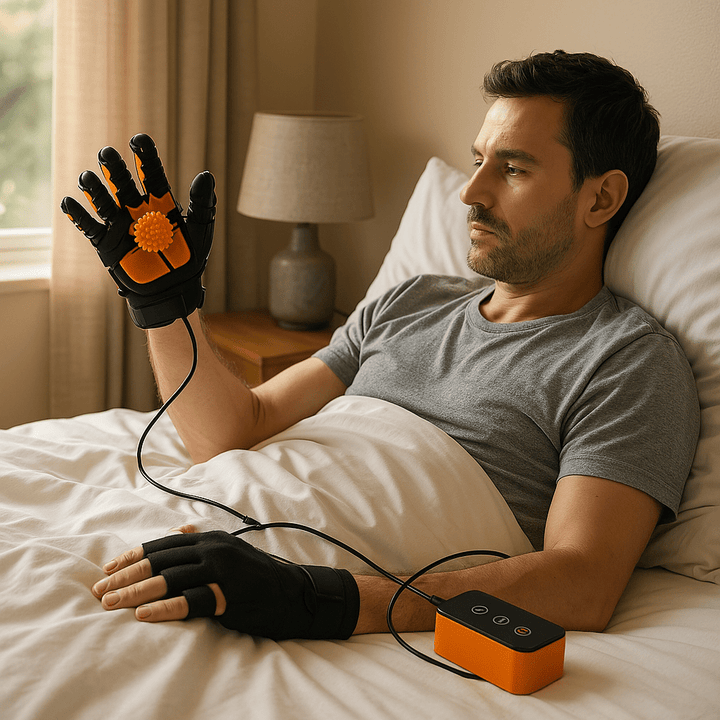 Automatische revalidatiehandschoen, stimuleert handtraining, grip en zenuwherstel voor thuisgebruik.