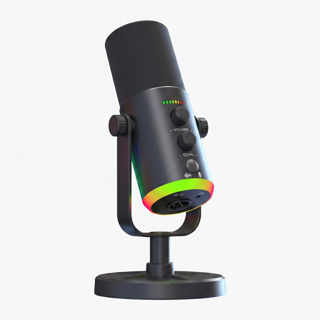 Stijlvolle RGB condensator microfoon, ideaal voor streaming en gaming op PC met heldere audio.