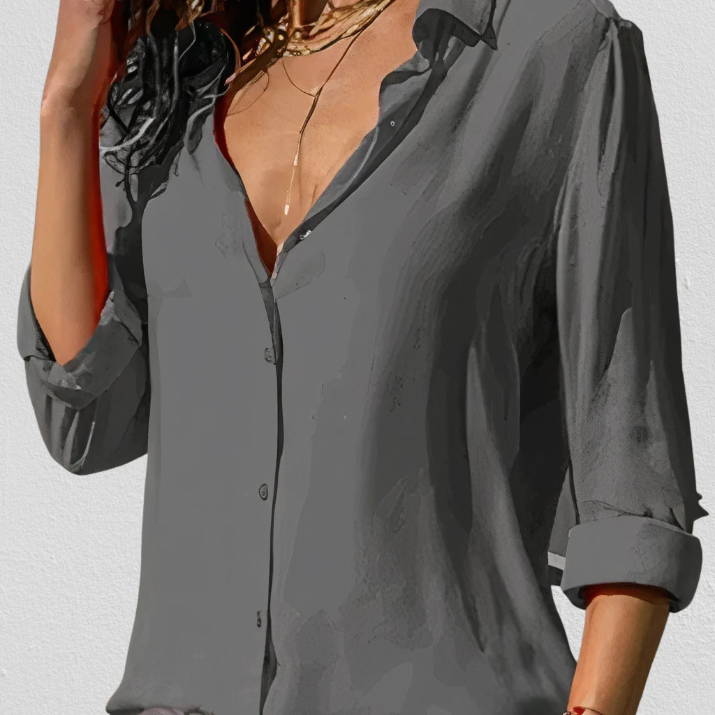 Casual chic damesblouse met lange mouwen, comfortabel en veelzijdig voor dagelijkse damesmode.