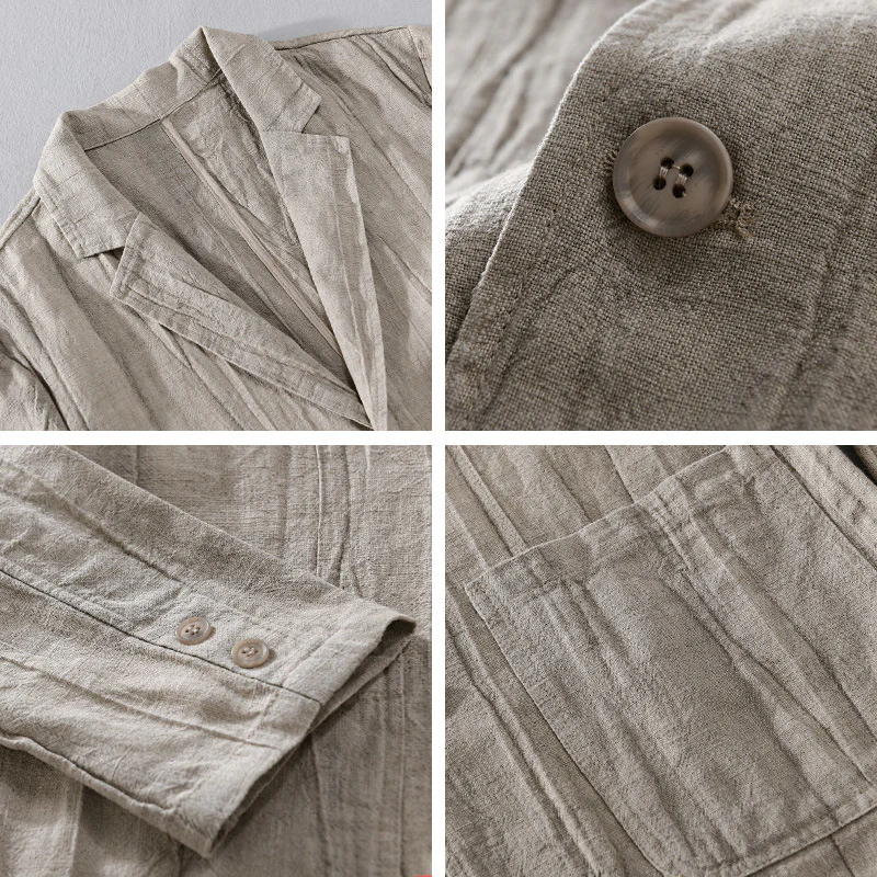 Stijlvolle beige herenblazer, ademend en comfortabel. Perfect voor lente- en zomergelegenheden, casual of formeel.