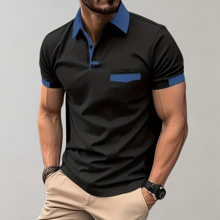 Donkerblauwe Hoymans heren polo, een casual shirt voor elke man in de zomer.