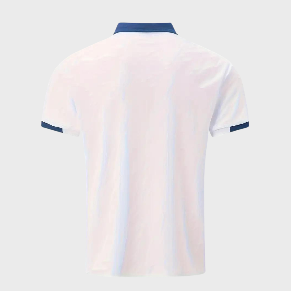 Blauwe Hoymans heren polo, perfect te combineren met diverse zomeroutfits en herenkleding.