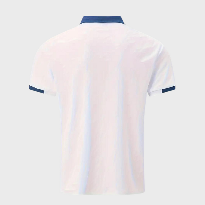 Blauwe Hoymans heren polo, perfect te combineren met diverse zomeroutfits en herenkleding.