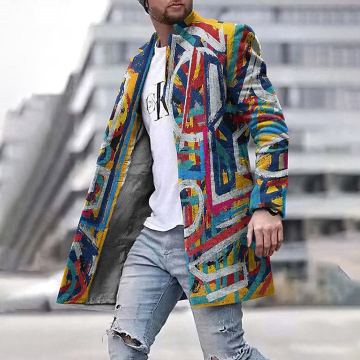 Trendy Laurent herenjas met uniek grafisch patroon, perfect als modieuze bovenkleding.