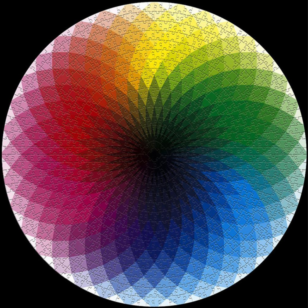 Hoogwaardige ronde regenboog puzzel, 1000 stukjes, biedt een uitdaging en urenlang familieplezier.