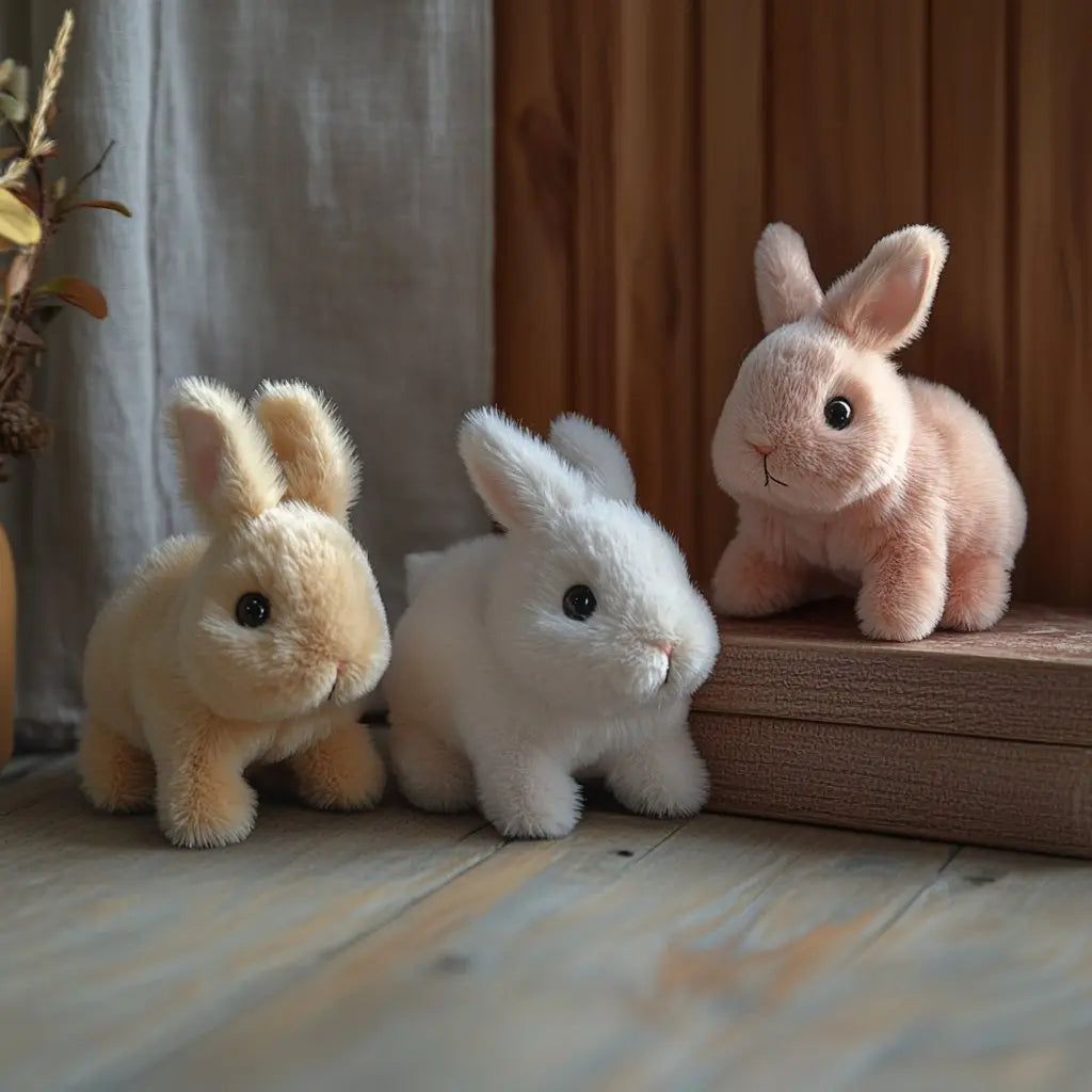 Zacht pluche konijn speelgoed, levensecht ontwerp met aaibare vacht, perfect als knuffel voor kinderen.
