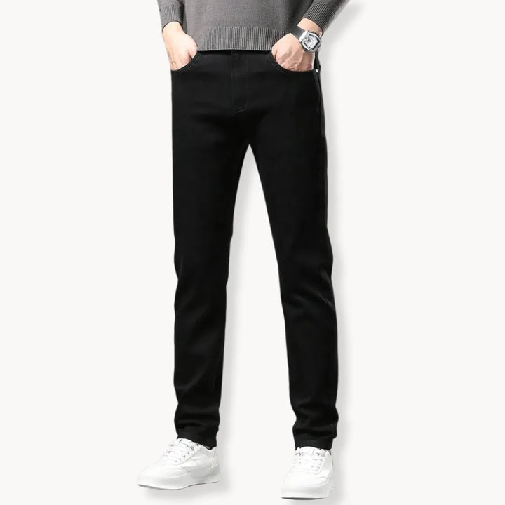 Comfortabele heren straight-leg jeans, warme winterbroek perfect voor casual outfits en koude.