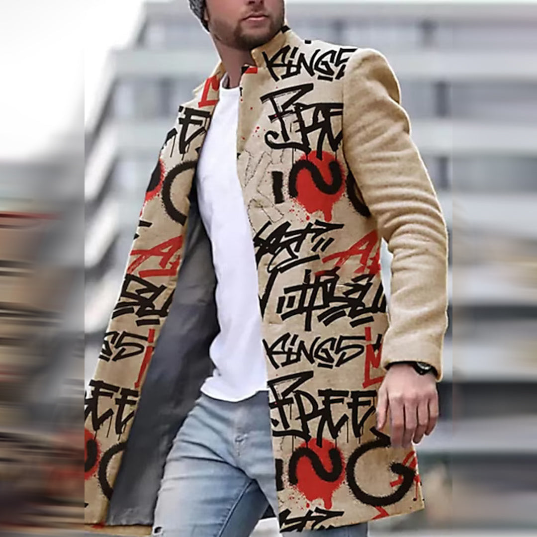 Casual herfstjas voor mannen, Laurent model met artistiek patroon, comfortabele modieuze look.