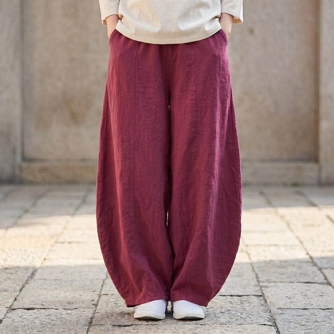 Dames losse barrelbroek met wijde pijpen, comfortabel en stijlvol, ideaal voor de zomer.