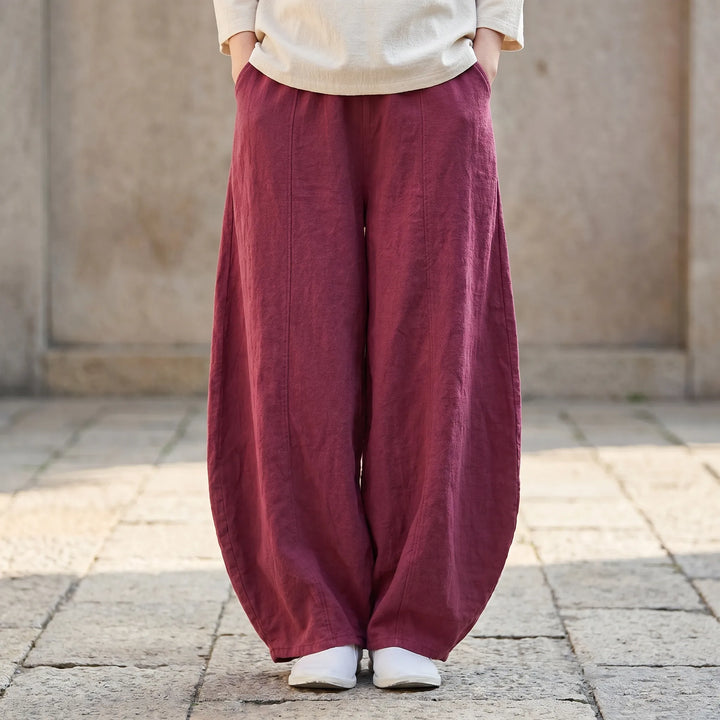 Dames losse barrelbroek met wijde pijpen, comfortabel en stijlvol, ideaal voor de zomer.