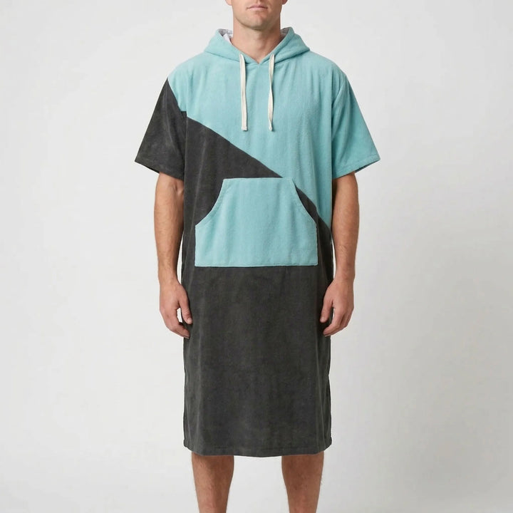 Zachte en absorberende unisex strand- en zwemponcho met capuchon, houdt je warm en droog na watersport.