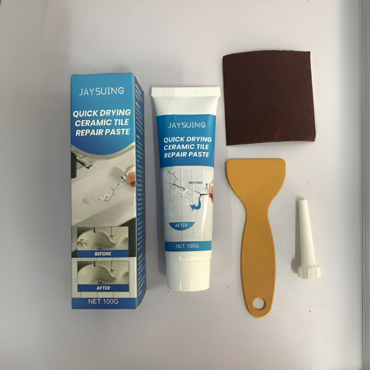 OneStop tegelreparatiemiddel herstelt eenvoudig krassen, scheuren op badkamer, keuken vloer- en muurtegels. Perfect voor doe-het-zelf.