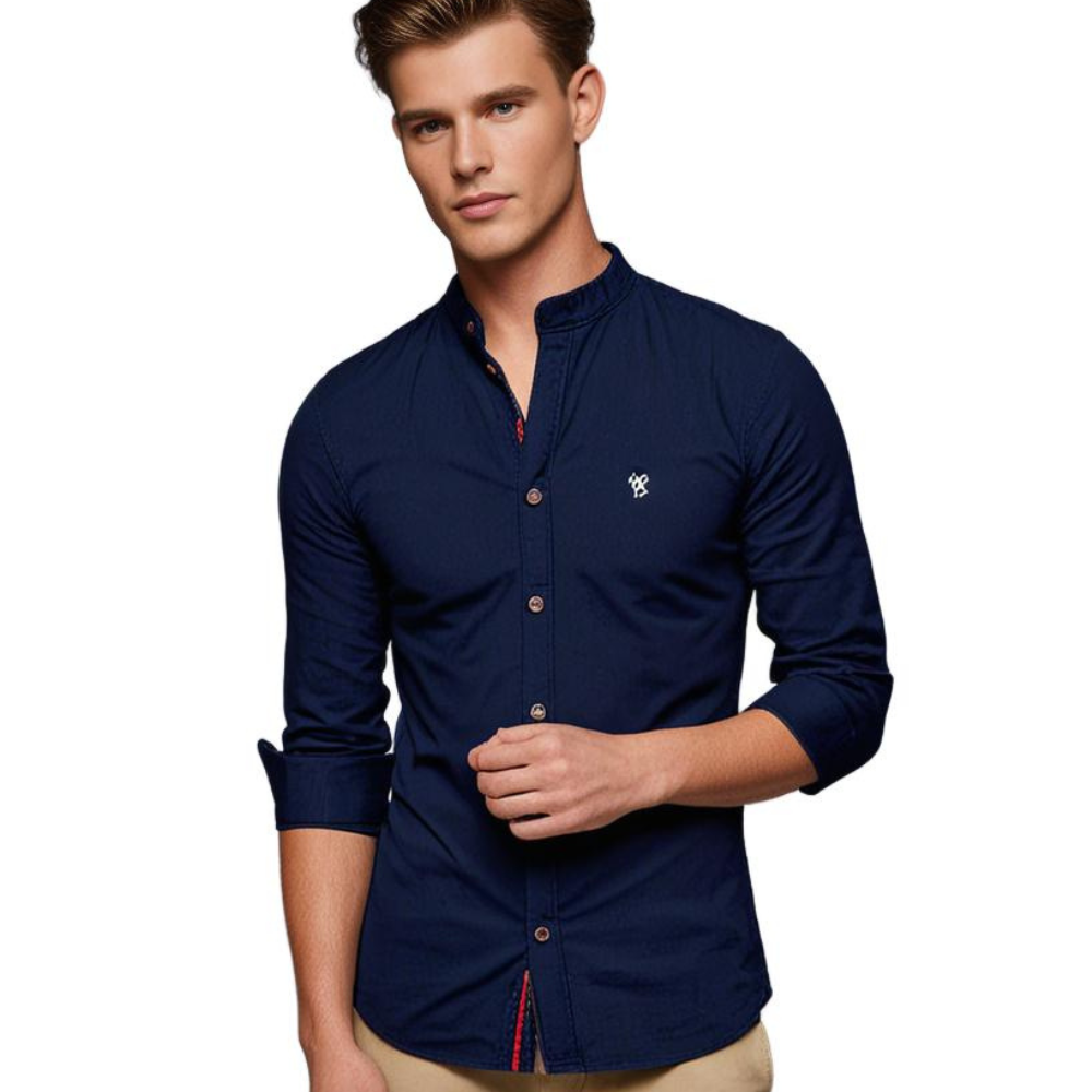 Kraagdetail van het Hoymans heren casual overhemd. Kwalitatieve afwerking voor stijlvolle mannenmode bovenkleding.