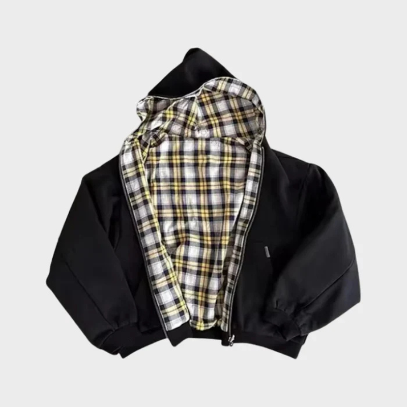 Oversized heren hoodie "Josh" met ruitpatroon, omkeerbaar en comfortabel voor alle gelegenheden.