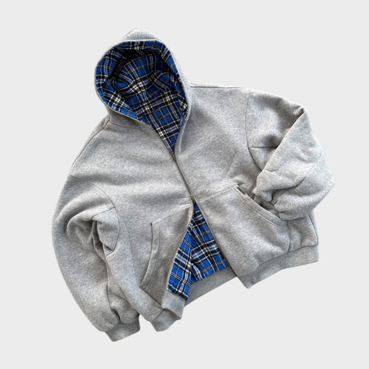 Zwarte omkeerbare oversized heren hoodie "Josh", comfortabel voor casual streetwear en dagelijks gebruik.