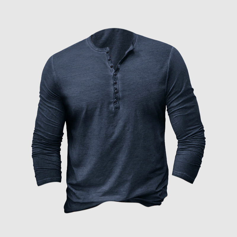 Klassiek heren Henley shirt met lange mouwen, veelzijdig en modieus voor elke casual gelegenheid.