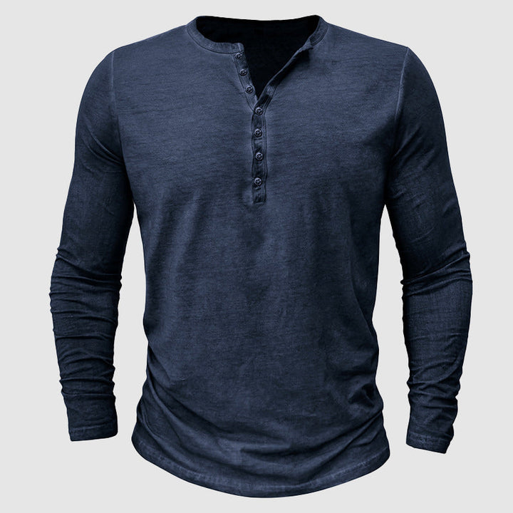 Comfortabel heren Henley T-shirt met lange mouw, zachte stof, ideaal voor dagelijks gebruik.